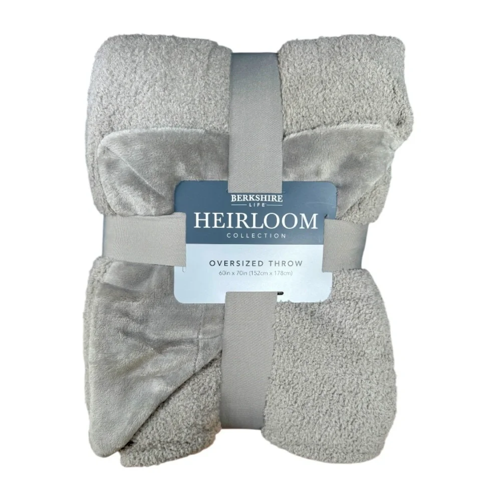 Berkshire Heirloom Collection Reversible Plush Oversized Throw in Grey 60”x70”